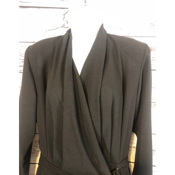 Vintage Regina Porter faux wrap V neck black Jumpsuit with pockets size 12 - Picture 3 of 12